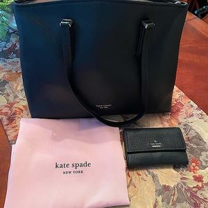 Kate Spade Large Tote “Abbott” with Matching Wallet!  Never Used!